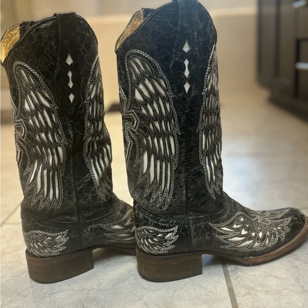 Corral women 9 1/2 Black and White Western Cowboy Boots - Picture 5 of 7
